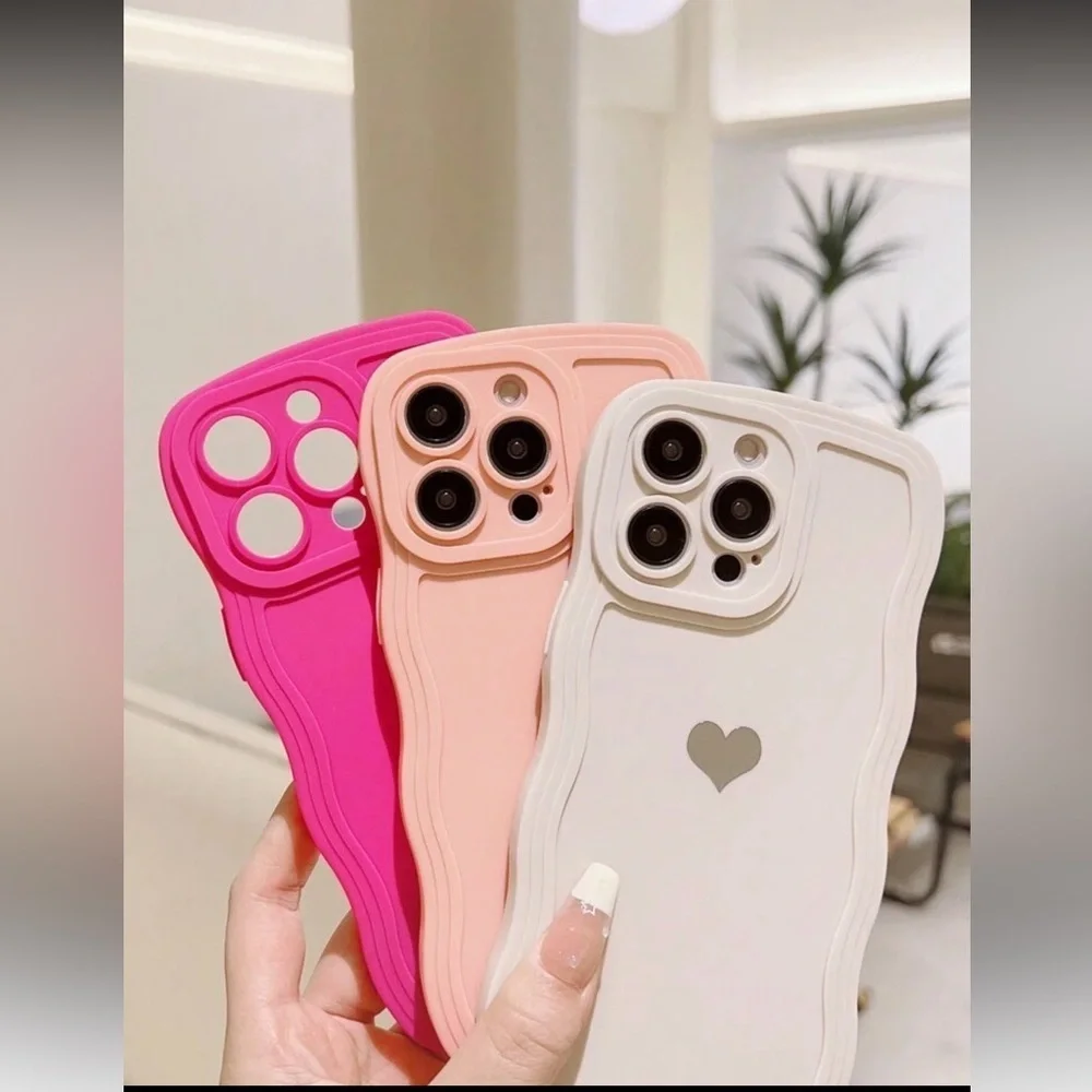 Set of 3 Soft Silicone Cases for iPhone 15 Pro Max - Pink, Peach and White -